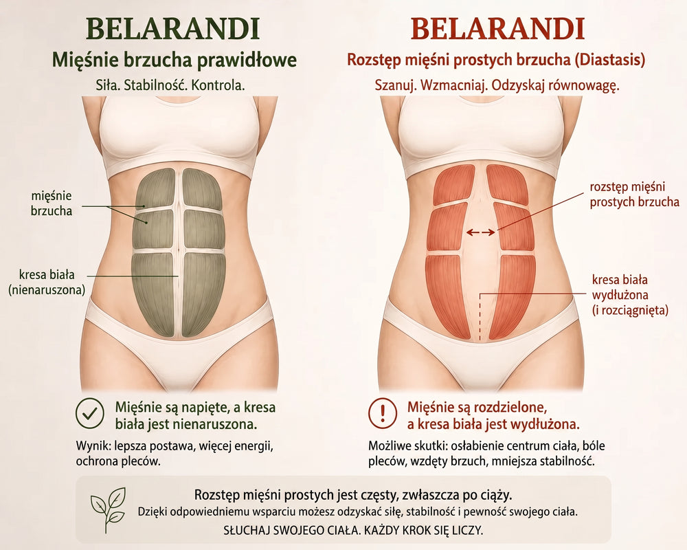 Anatomia brzucha — rozejście mięśni prostych