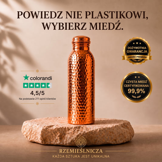 Butelka na wodę z czystej miedzi - Colorandi | Naturalnie oczyszczona woda, bez plastiku
